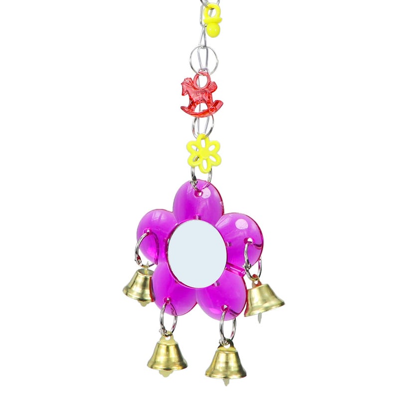 Litewoo Bird Mirror Toy Hanging Ringer Bell Colorful Swing Cage Toy with Sweet Sound for Small Medium Parrot Parakeet Conure Cockatiel Cockatoo Macaw Amazon Finch Cage Accessories - Image 4